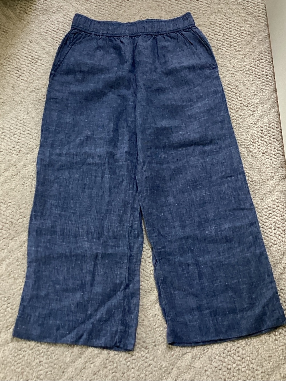Sigrid Olsen 100% linen pull-on wide leg pants Boho beach Coastal S